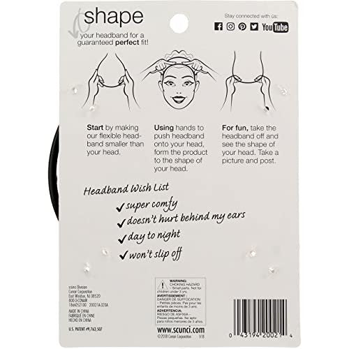 Scunci No Slip Grip Bendable Headband - Black, 3 Count - görsel 5