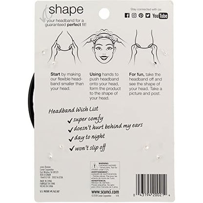 Scunci No Slip Grip Bendable Headband - Black, 3 Count