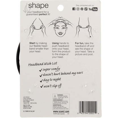 Scunci No Slip Grip Bendable Headband - Black, 3 Count