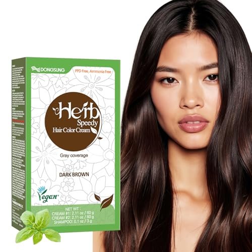 Herb Speedy Speedy Color Cream (Dark Brown) – Korean Herbal Vegan Hair Dye, PPD-Free, Ammonia-Free, Hypoallergenic, 100% Gray Coverage, Odorless, 20-Minute Application Avelisse