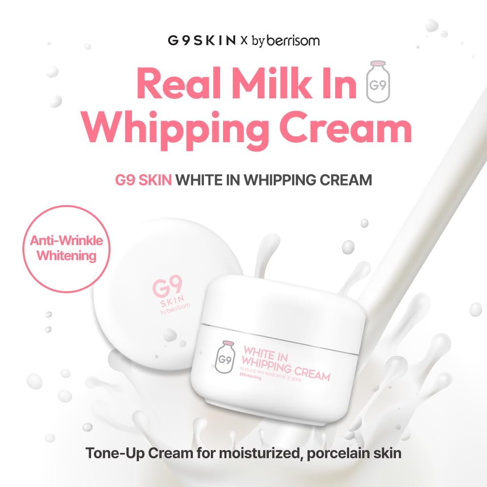 G9SKIN White In Whipping Cream - Hydrating & Brightening Daily Moisturizer, Real Milk Tone Up Face Cream for Dull, Uneven Skin, 50g / 1.76oz - görsel 3