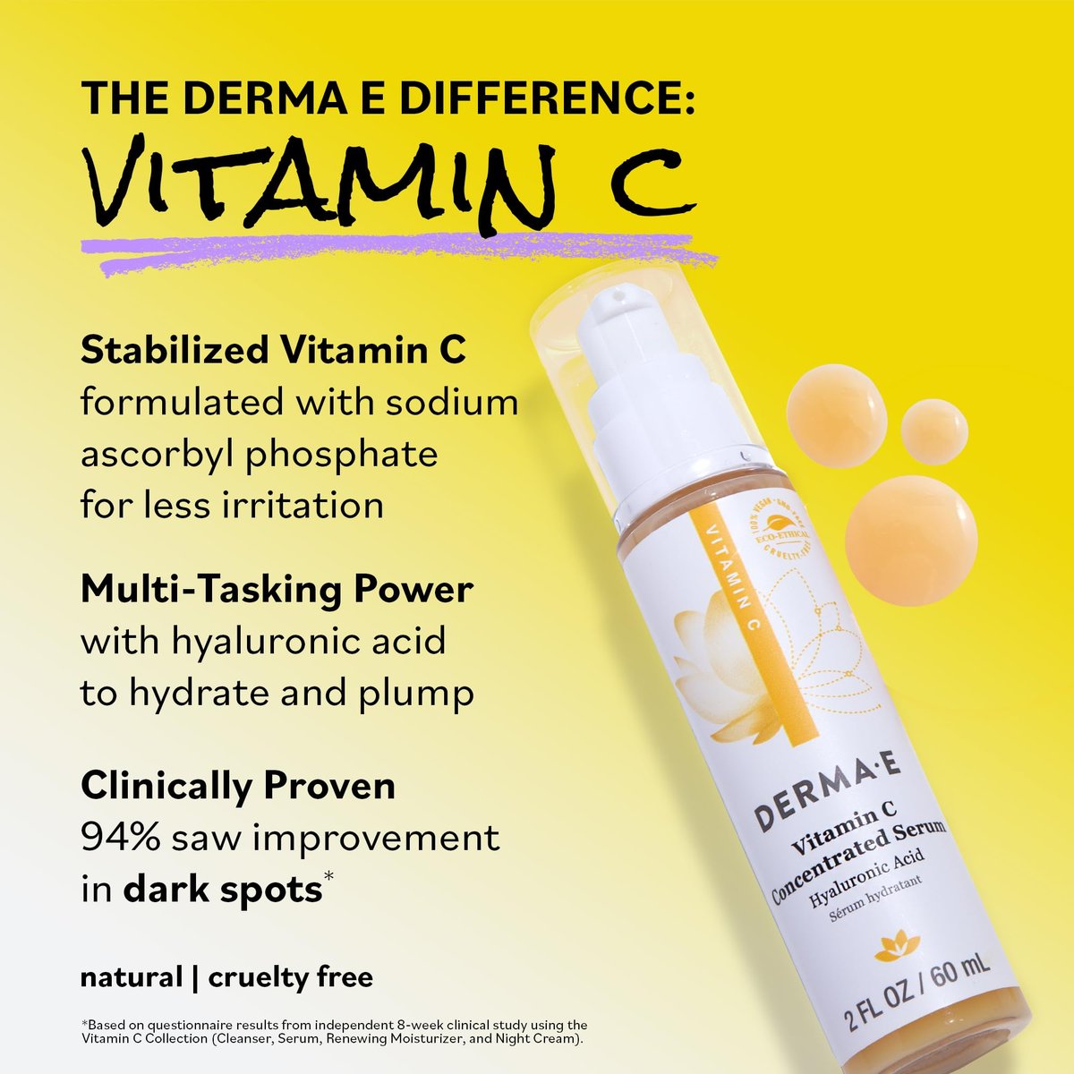 DERMA E Vitamin C Concentrated Serum with Hyaluronic Acid, Vitamin E & Aloe – Antioxidant-Rich, Hydrating & Brightening Face Serum, 2 oz Avelisse