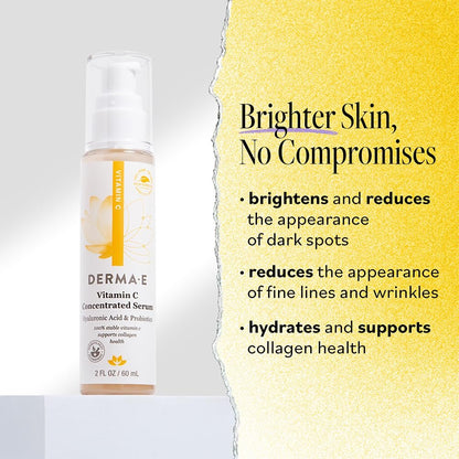 DERMA E Vitamin C Concentrated Serum with Hyaluronic Acid, Vitamin E & Aloe – Antioxidant-Rich, Hydrating & Brightening Face Serum, 2 oz Avelisse