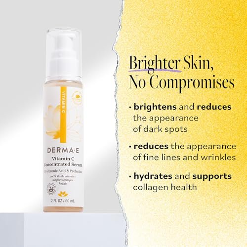 DERMA E Vitamin C Concentrated Serum with Hyaluronic Acid, Vitamin E & Aloe – Antioxidant-Rich, Hydrating & Brightening Face Serum, 2 oz Avelisse