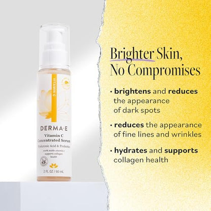 DERMA E Vitamin C Concentrated Serum with Hyaluronic Acid, Vitamin E & Aloe – Antioxidant-Rich, Hydrating & Brightening Face Serum, 2 oz Avelisse