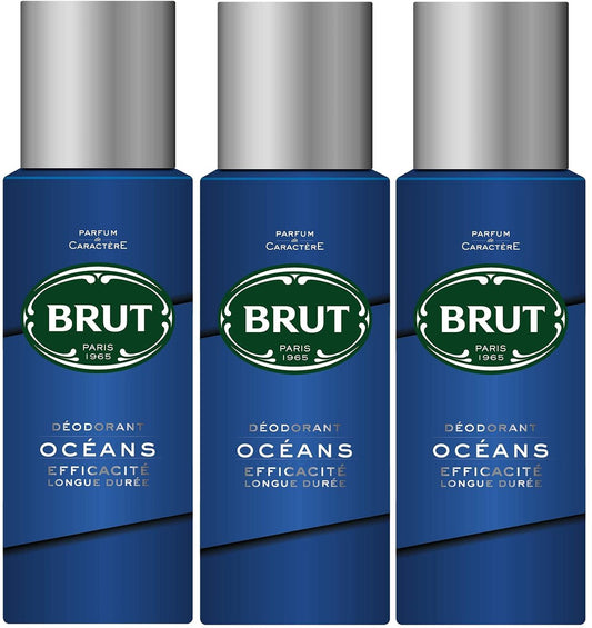 Brut Deodorant Body Spray Ocean 200ml (3-Pack) – Long-Lasting Fresh Scent