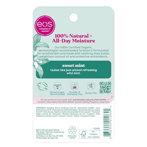 eos 100% Natural & Organic Lip Balm Sticks - Sweet Mint, All-Day Moisture, Dermatologist Recommended, 2-Pack - görsel 13