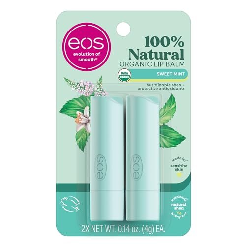 eos 100% Natural & Organic Lip Balm Sticks - Sweet Mint, All-Day Moisture, Dermatologist Recommended, 2-Pack - görsel 1