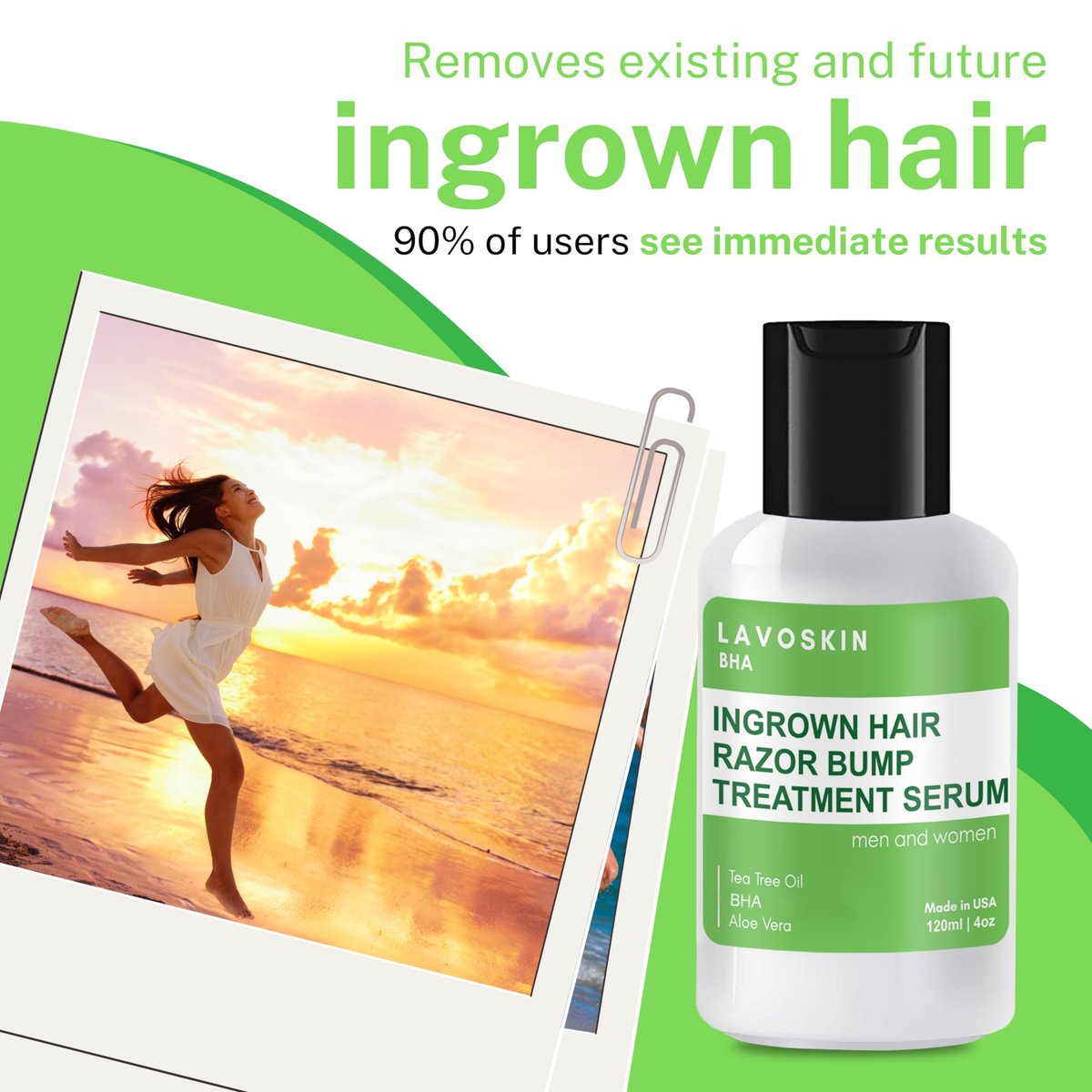 LAVO Tea Tree Gel with Salicylic Acid – Best Ingrown Hair Treatment & Razor Bump Remover for Men and Women – 4 fl oz - görsel 4