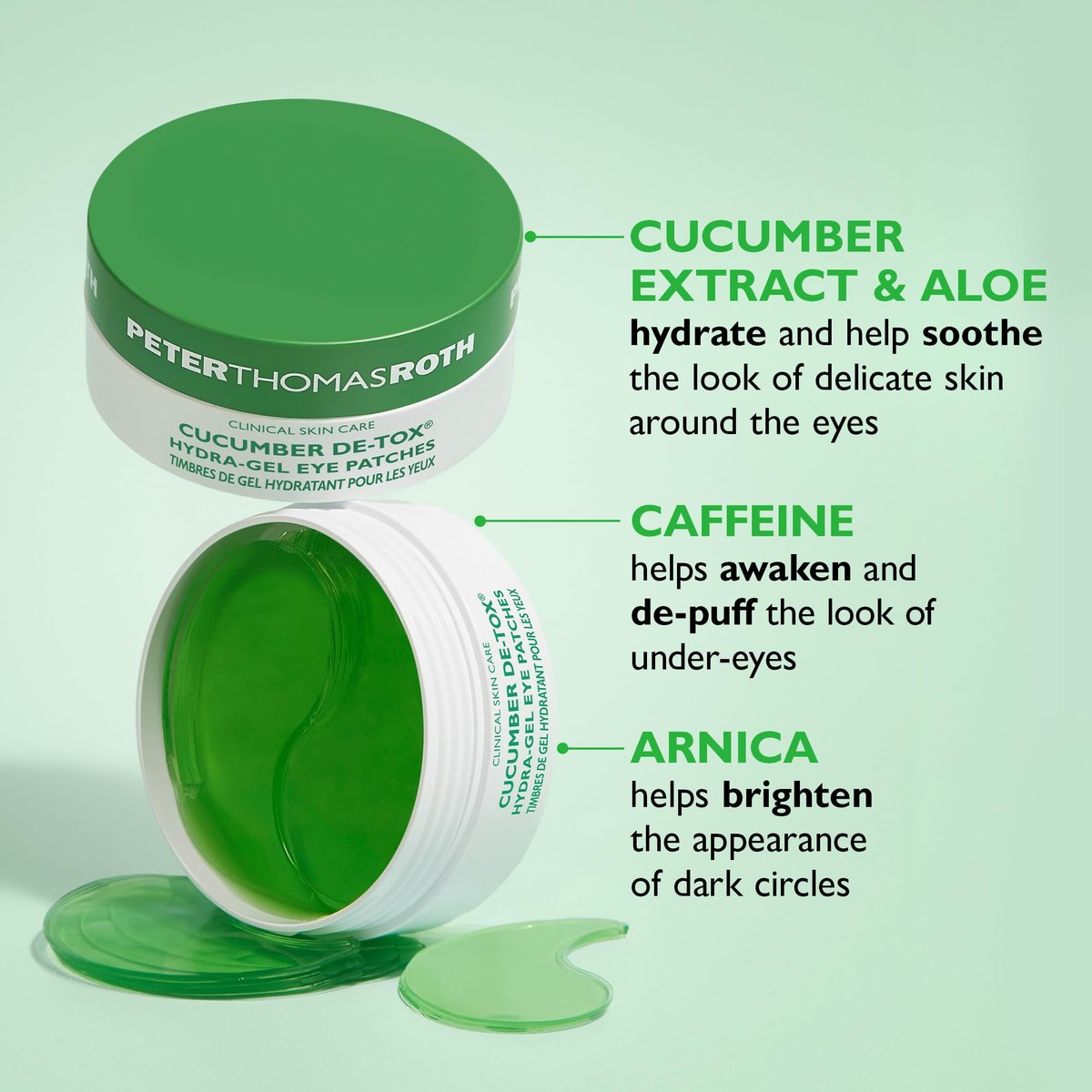 Peter Thomas Roth Cucumber De-Tox® Hydra-Gel Eye Patches – 60 Count for Puffiness & Dark Circles Avelisse