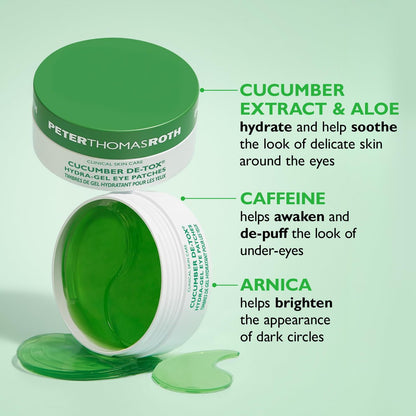 Peter Thomas Roth Cucumber De-Tox® Hydra-Gel Eye Patches – 60 Count for Puffiness & Dark Circles Avelisse
