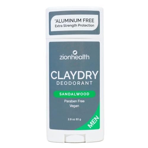Natural Clay Dry Deodorant for Men – Sandalwood Scent – 2.8 oz Stick by Zion Health - görsel 1