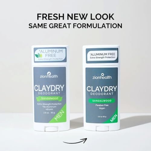 Natural Clay Dry Deodorant for Men – Sandalwood Scent – 2.8 oz Stick by Zion Health - görsel 5