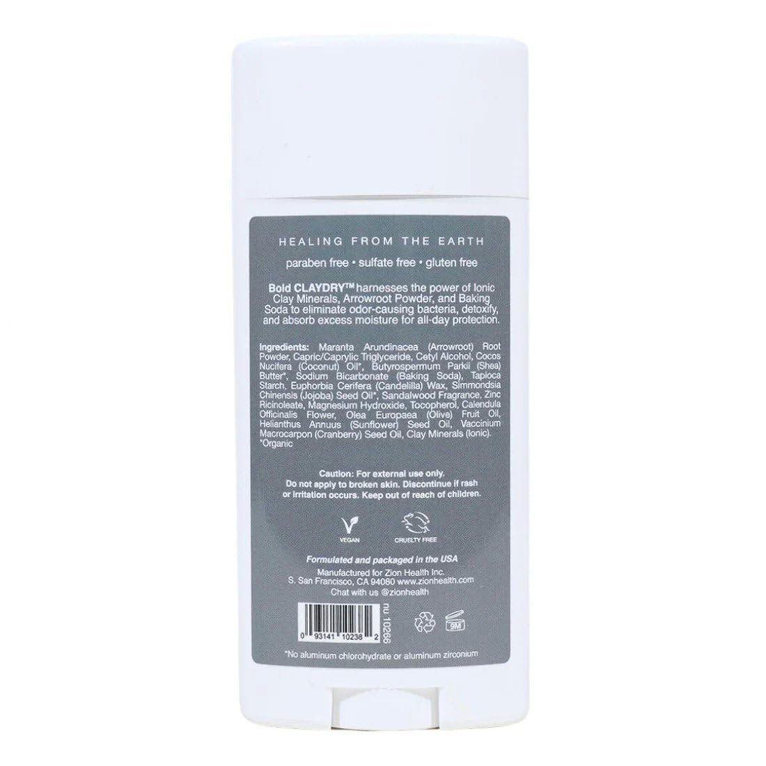 Natural Clay Dry Deodorant for Men – Sandalwood Scent – 2.8 oz Stick by Zion Health - görsel 4