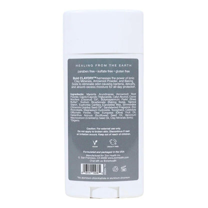 Natural Clay Dry Deodorant for Men – Sandalwood Scent – 2.8 oz Stick by Zion Health