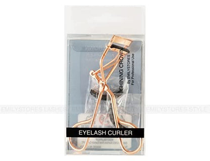 Professional Metal Eyelash Curler with 2 Replacement Silicone Pads – Pinch-Free, Pain-Free Lash Curler for All Eye Shapes (Gold, 3-Piece Set)