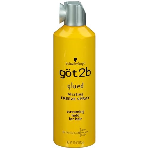 Got2b Glued Blasting Freeze Hair Spray, 12 fl oz (Pack of 6) - Extra Strong Hold for Spikes & Styles, All-Day Hold, Wind & Humidity Resistant Avelisse