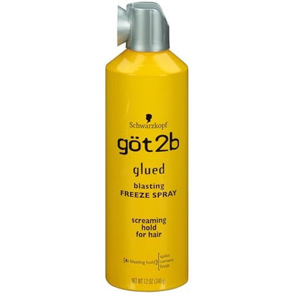 Got2b Glued Blasting Freeze Hair Spray, 12 fl oz (Pack of 6) - Extra Strong Hold for Spikes & Styles, All-Day Hold, Wind & Humidity Resistant Avelisse