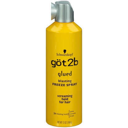 Got2b Glued Blasting Freeze Hair Spray, 12 fl oz (Pack of 6) - Extra Strong Hold for Spikes & Styles, All-Day Hold, Wind & Humidity Resistant Avelisse