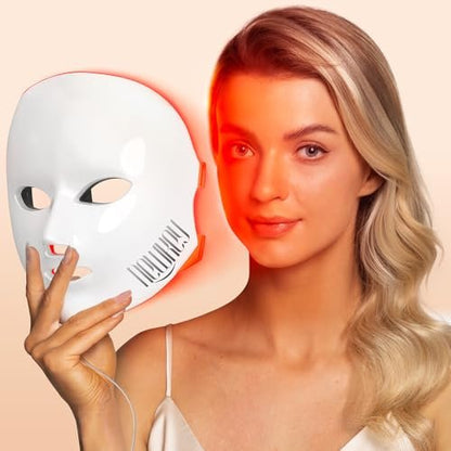 NEWKEY 4D LED Red & Blue Light Therapy Face Mask – Anti-Aging & Acne Treatment with 150 LEDs, 10-Minute Auto-Off, Plug-In Avelisse