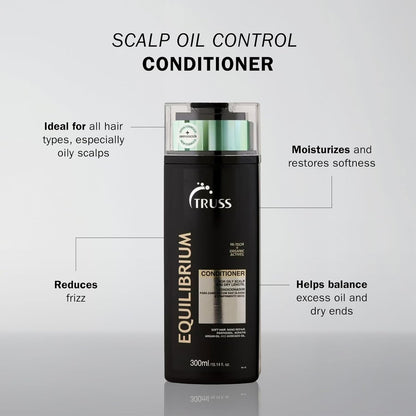 TRUSS Equilibrium Conditioner for Oily Scalp - Hydrating Conditioner with Keratin & Argan Oil - Balancing Formula for Oily Scalp & Dry Ends - Reduces Frizz & Restores Softness (10.14 oz) Avelisse