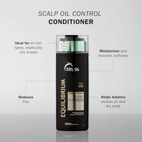 TRUSS Equilibrium Conditioner for Oily Scalp - Hydrating Conditioner with Keratin & Argan Oil - Balancing Formula for Oily Scalp & Dry Ends - Reduces Frizz & Restores Softness (10.14 oz) Avelisse