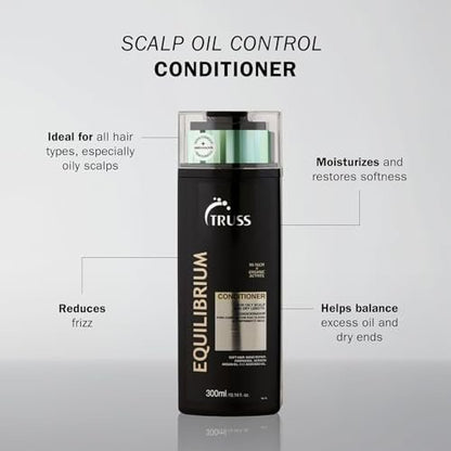TRUSS Equilibrium Conditioner for Oily Scalp - Hydrating Conditioner with Keratin & Argan Oil - Balancing Formula for Oily Scalp & Dry Ends - Reduces Frizz & Restores Softness (10.14 oz) Avelisse