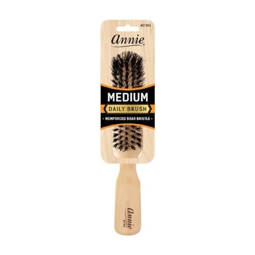 Annie Medium Wooden Boar Bristle Brush #2165 - Light Brown - görsel 2