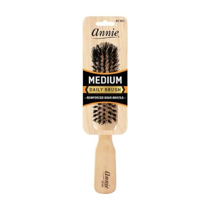 Annie Medium Wooden Boar Bristle Brush #2165 - Light Brown