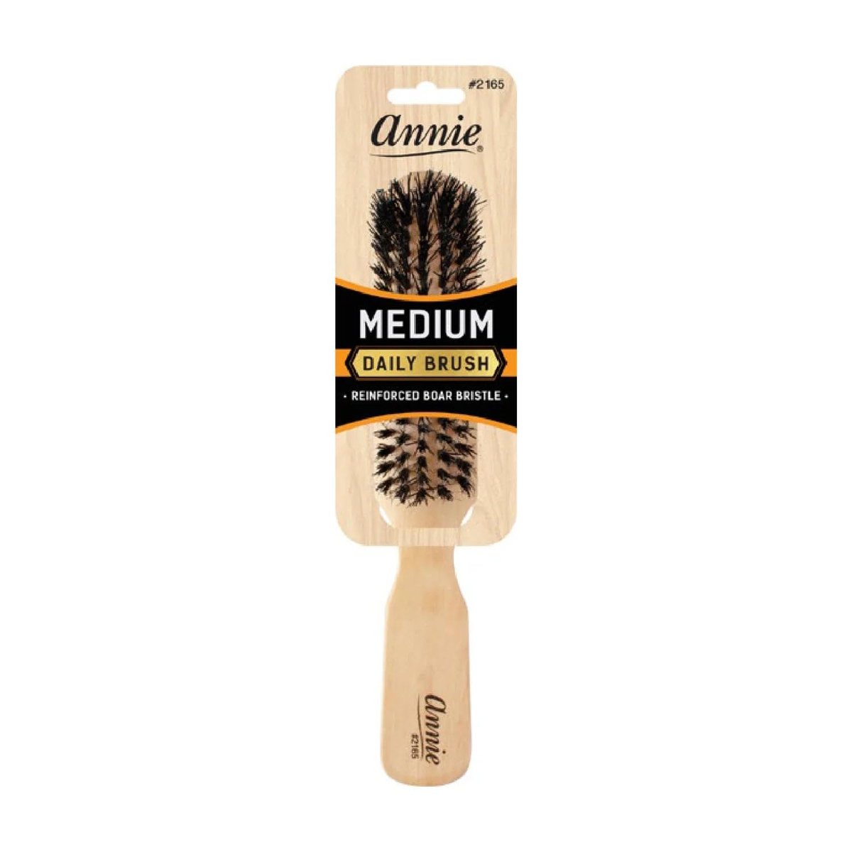 Annie Medium Wooden Boar Bristle Brush #2165 - Light Brown - görsel 1