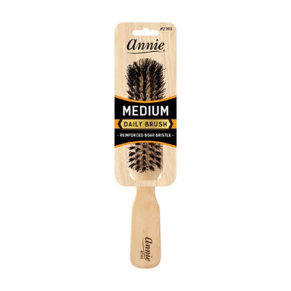 Annie Medium Wooden Boar Bristle Brush #2165 - Light Brown