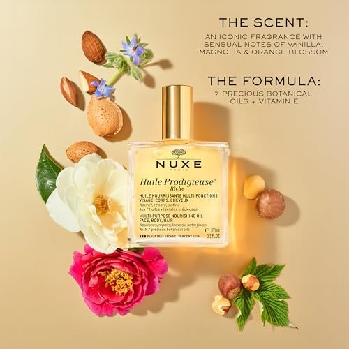 Nuxe Huile Prodigieuse Riche Nourishing Oil – Intense Hydration & Luxurious Radiant Glow for Face, Body & Hair Avelisse