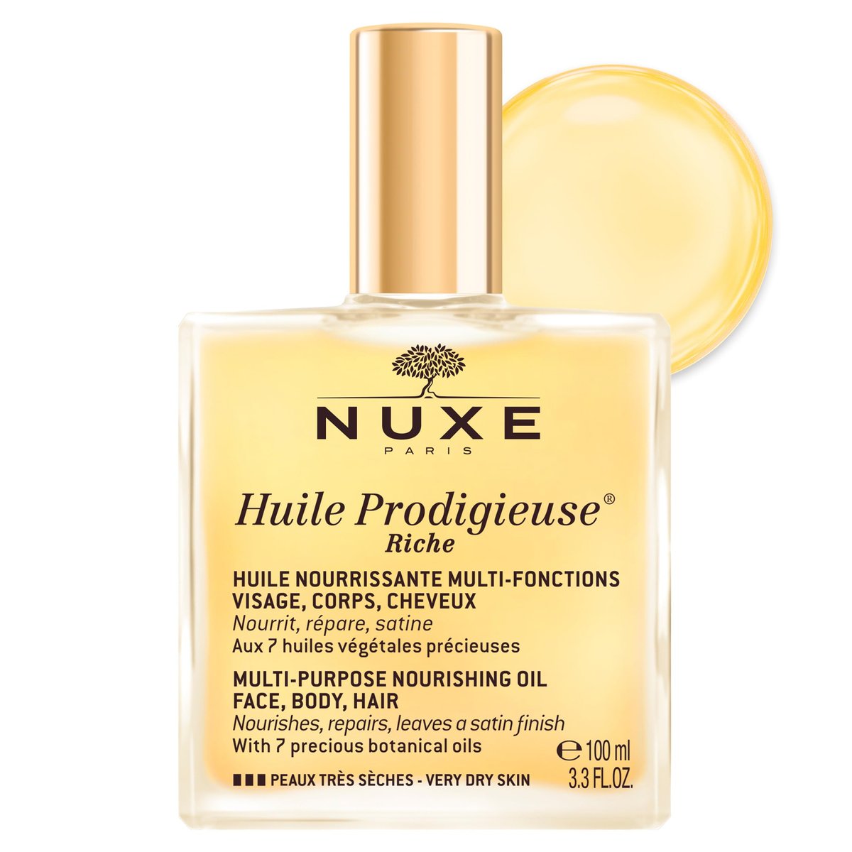 Nuxe Huile Prodigieuse Riche Nourishing Oil – Intense Hydration & Luxurious Radiant Glow for Face, Body & Hair Avelisse