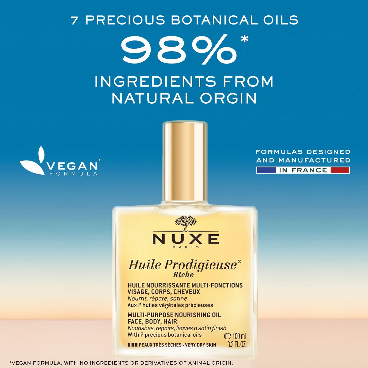 Nuxe Huile Prodigieuse Riche Nourishing Oil – Intense Hydration & Luxurious Radiant Glow for Face, Body & Hair Avelisse