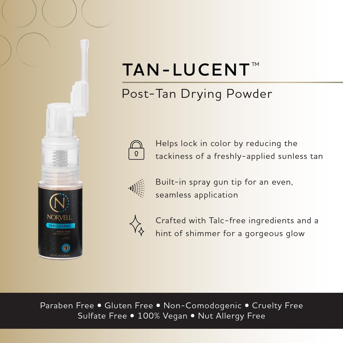 Norvell Post Sunless Tan-Lucent Talc Free Tinted Drying Powder 0.5 oz – Finishing Powder for Flawless Spray Tan Avelisse