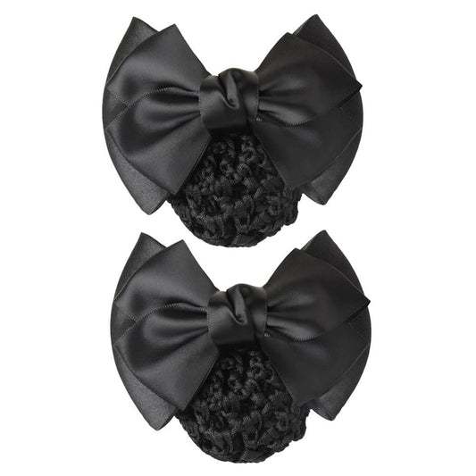 AKOAK 2-Pack Black Bowknot Snood Net Hair Clip – Elegant Bun Cover for Women Avelisse