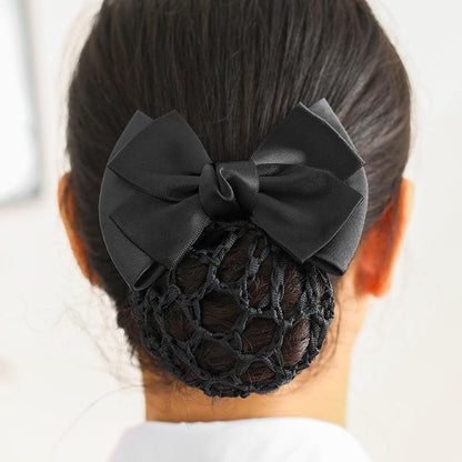 AKOAK 2-Pack Black Bowknot Snood Net Hair Clip – Elegant Bun Cover for Women Avelisse