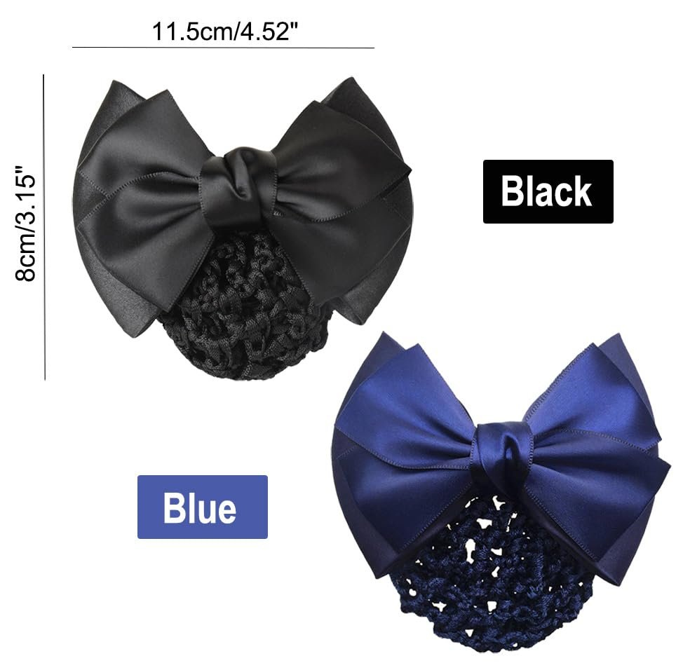 AKOAK 2-Pack Black Bowknot Snood Net Hair Clip – Elegant Bun Cover for Women Avelisse