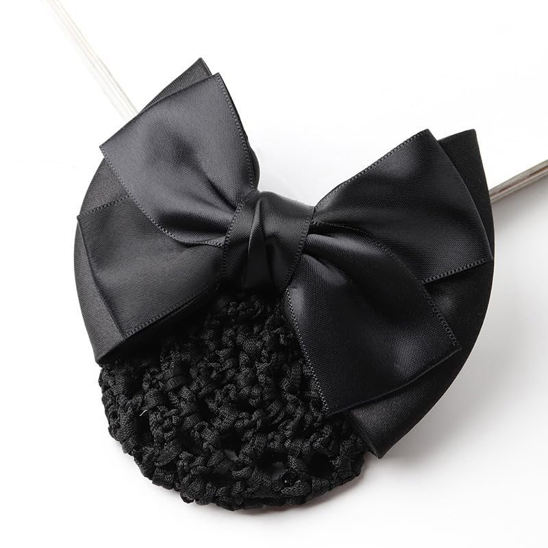 AKOAK 2-Pack Black Bowknot Snood Net Hair Clip – Elegant Bun Cover for Women Avelisse
