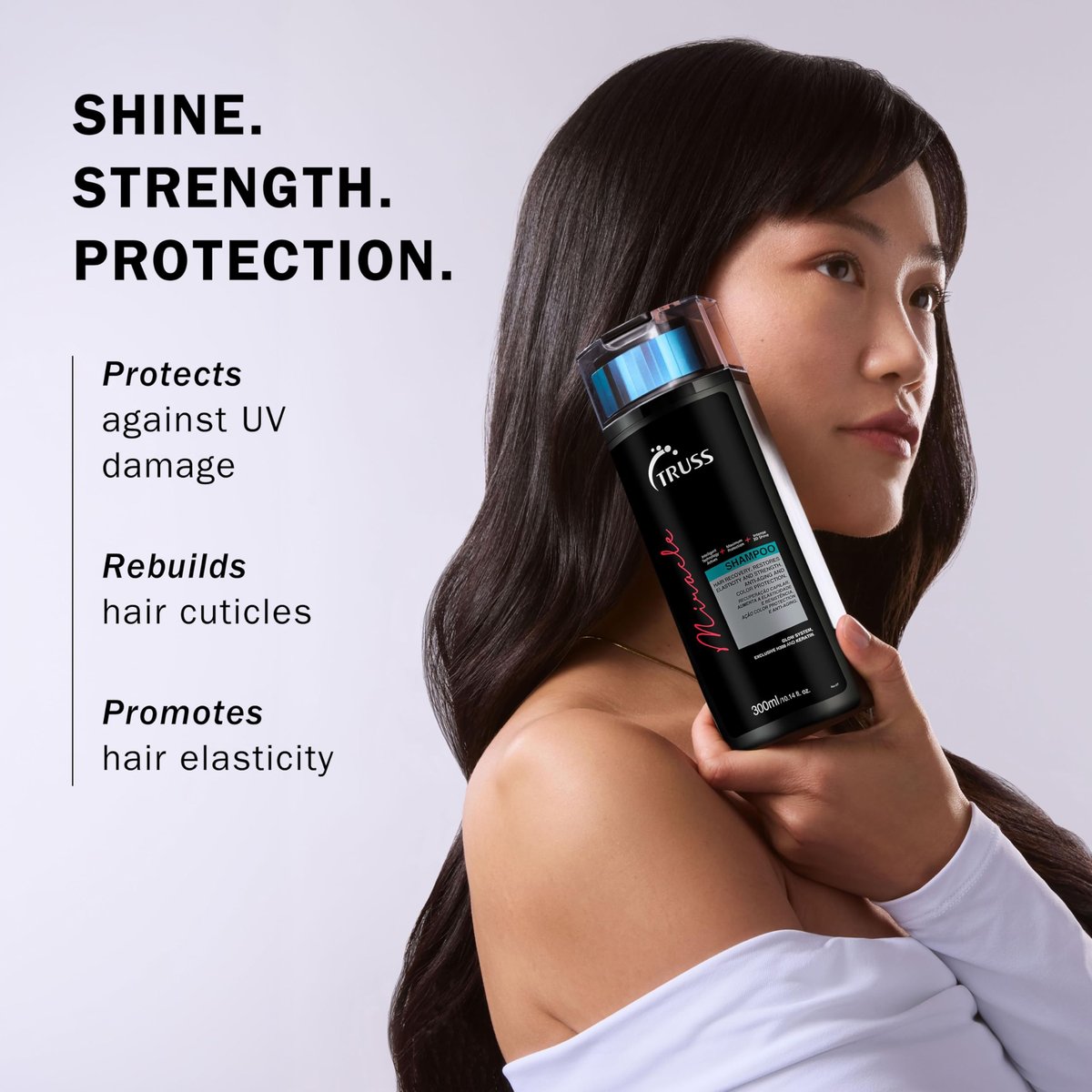 TRUSS Miracle Hair Shampoo - Anti-Aging & Color Protection for Women & Men with Keratin & Vitamin E - Restore Elasticity & Shine (10.14 oz) Avelisse