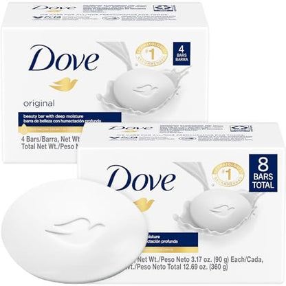 Dove Original Beauty Bar 2-Pack – 8 Soap Bars, 3.17 oz Each, 3-in-1 Moisturizing Face, Body & Hand Soap Avelisse