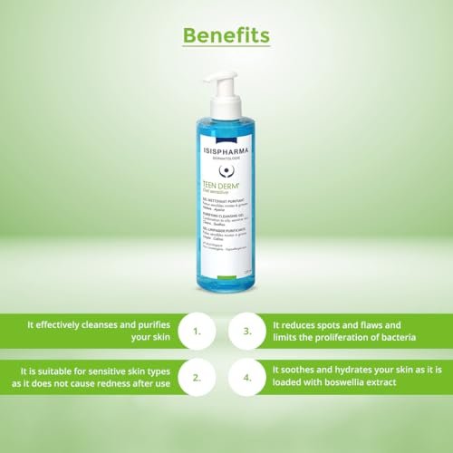 IsisPharma Teen Derm Gel Sensitive 250ml - Gentle Cleansing Gel for Sensitive Skin Avelisse