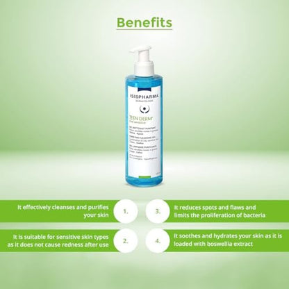 IsisPharma Teen Derm Gel Sensitive 250ml - Gentle Cleansing Gel for Sensitive Skin Avelisse