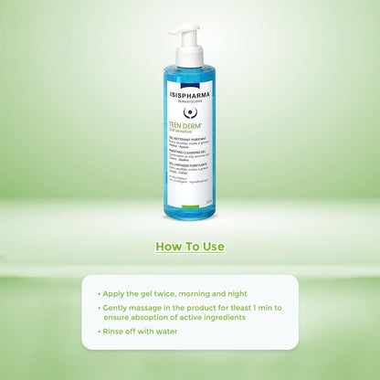 IsisPharma Teen Derm Gel Sensitive 250ml - Gentle Cleansing Gel for Sensitive Skin Avelisse