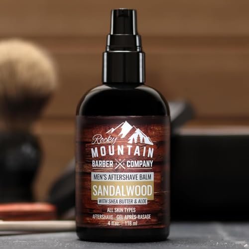 Rocky Mountain Barber Company Aftershave Balm for Men – Sandalwood, Coconut Oil, Shea Butter – 4 oz Avelisse