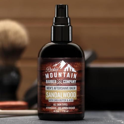 Rocky Mountain Barber Company Aftershave Balm for Men – Sandalwood, Coconut Oil, Shea Butter – 4 oz Avelisse