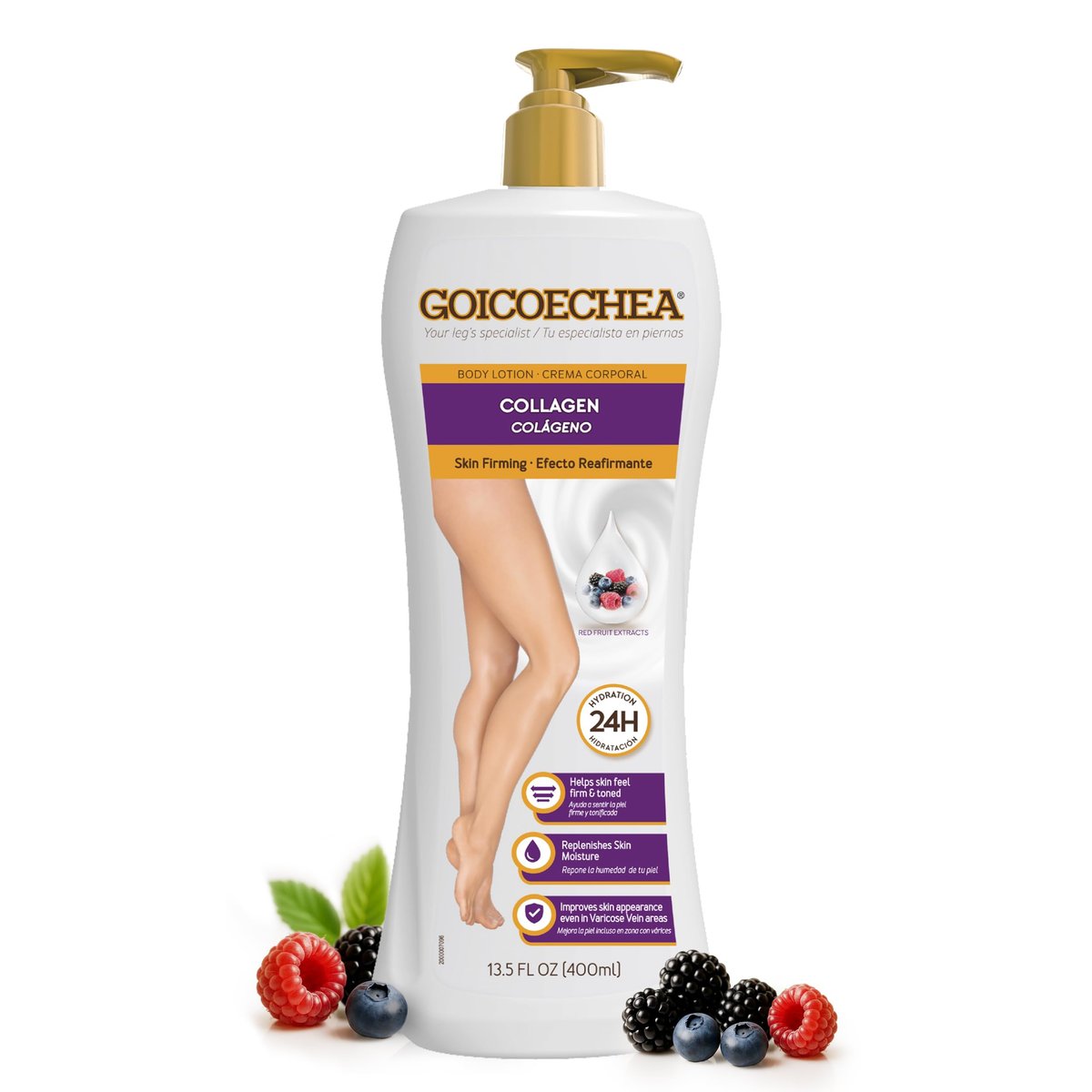 Goicoechea Skin Firming Cream - Collagen & Elastin Body Lotion for Women, 24H Hydration, Varicose Veins & Restless Legs, 13.5 oz - görsel 1