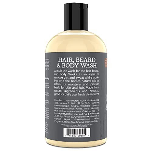 Uncle Jimmy Hair, Beard & Body Men's Wash - Sulfate Free, Paraben Free, 12 Fl Oz Avelisse