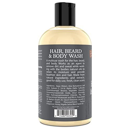 Uncle Jimmy Hair, Beard & Body Men's Wash - Sulfate Free, Paraben Free, 12 Fl Oz Avelisse