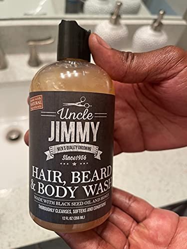Uncle Jimmy Hair, Beard & Body Men's Wash - Sulfate Free, Paraben Free, 12 Fl Oz Avelisse